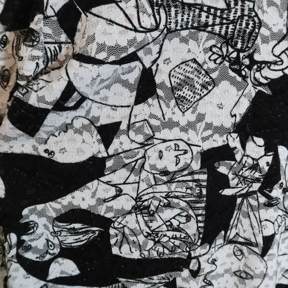 Vintage CHICOS DESIGN Vintage Art To Wear Lace Embroidered Faces Top Size 1 M - Picture 5 of 7